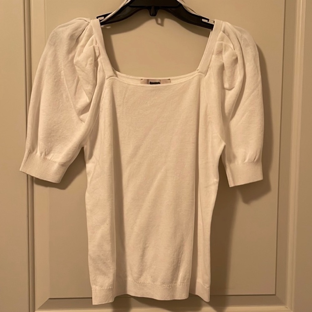 Loft White Puff Sleeve Blouse